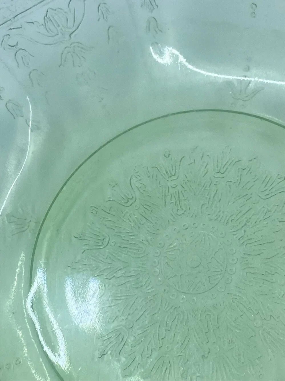 Uranium Anchor Hocking Princess Green Octagonal Depression Cereal Bowl 8” vtge